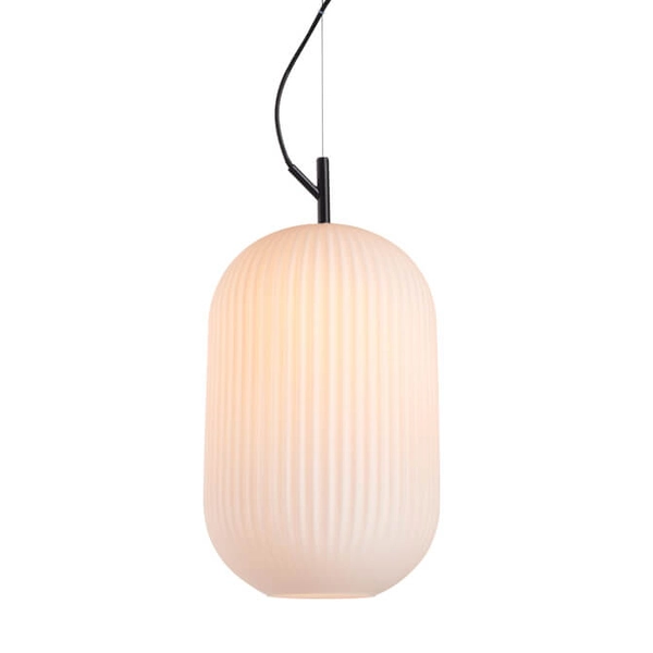 Owalna lampa wisząca Rues PND-64536D-L-BL-OPA Italux czarny biały