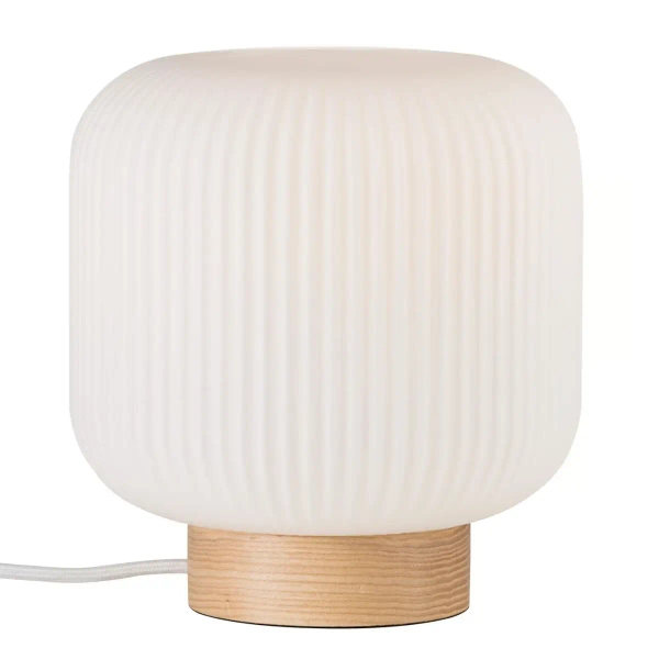 Nocna lampka do sypialni MILFORD 48915001 biała drewniana