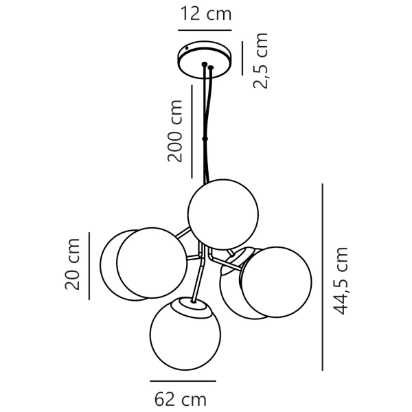 Szklana lampa wisząca nad stół IVONA 2112163003 kule czarny przydymiony