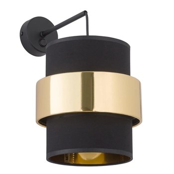 Kinkiet okrągły glamour Calisto 4708 TK Lighting tuba tkaninowy czarny złoty