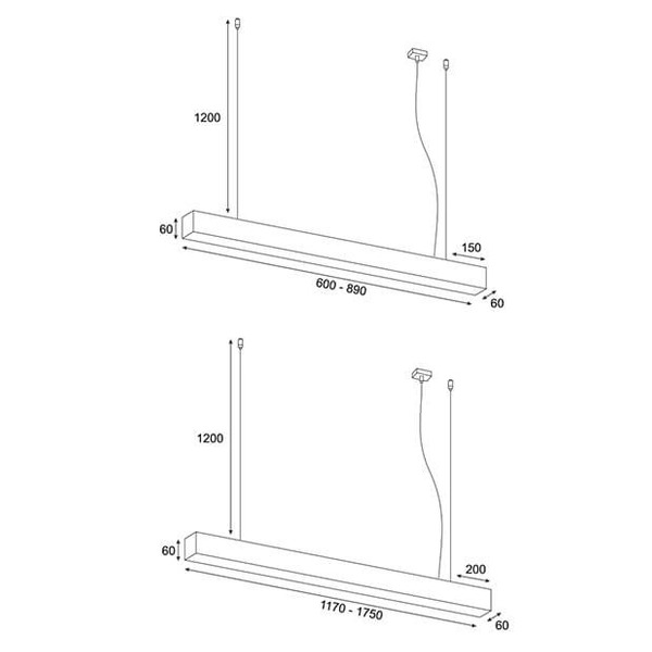 Lampa prostokąt zwisowa Lupinus 5115005203-1 Elkim LED 24W 4000K liniowa