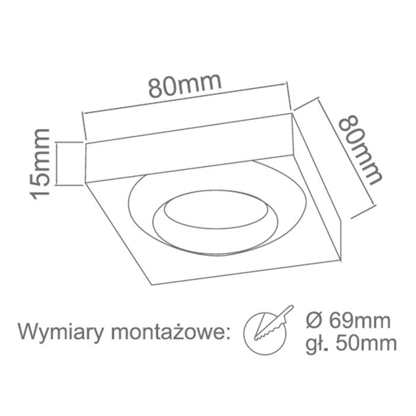 Podtynkowa lampa kwadratowa DARDO MOBILE Orlicki ruchome oczko  chrom