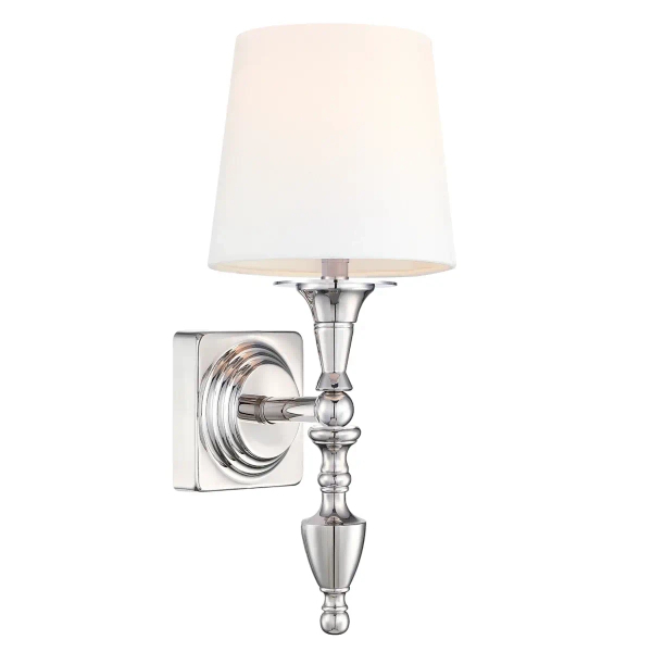 Ścienna lampa z abażurem AUSTIN W01118NI-WH salonowa srebrny biały
