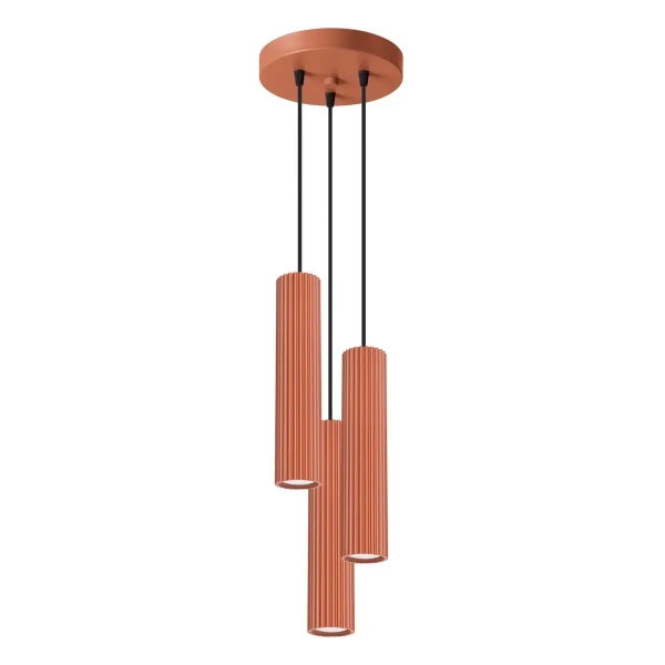 Wisząca lampa do sypialni KARBON SL.1633 potrójna tuby terakota