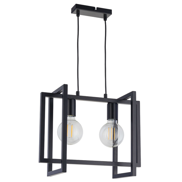 Prostokątna LAMPA wisząca EDEN 32232 Sigma metalowy zwis do sypialni czarny złoty