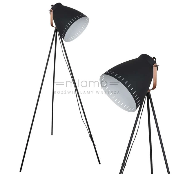 Sztalugowa LAMPA podłogowa FRANKLIN ML-HN3068-B+RC Italux industrialna OPRAWA stojąca na trójnogu reflektor loft grafitowy