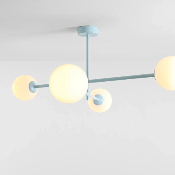 Okrągła sufitowa lampa Pinne 1080PL_L29 kule szklane białe niebieskie