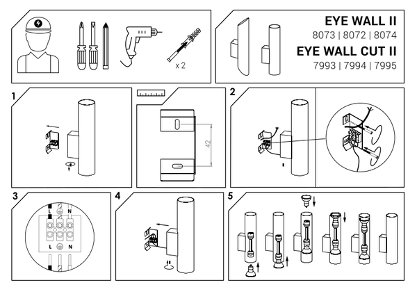 Minimalistyczna LAMPA ścienna EYE WALL 8074 Nowodvorski metalowa tuba kinkiet mosiądz czarny