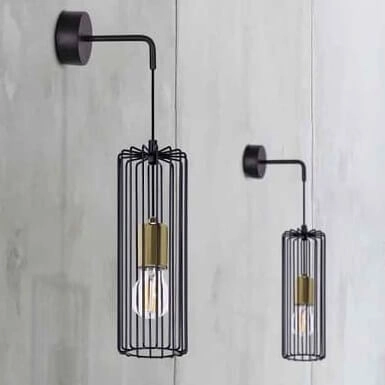 Lampa ścienna Fabia K-4939 industrial czarny złoty