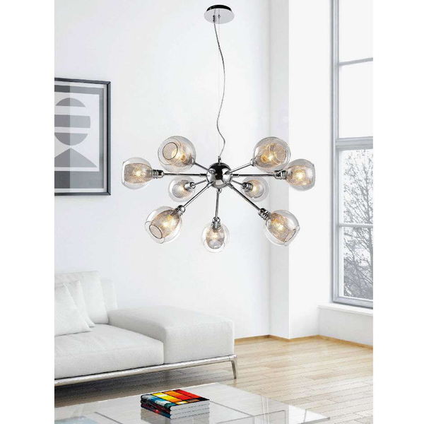 Lampa wisząca DIXI 39-65018 szklana kule siatki sticks chrom przezroczyste