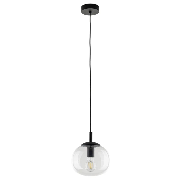 Zwieszana lampa szklana kula VIBE 5823 do sypialni czarny przezroczysty