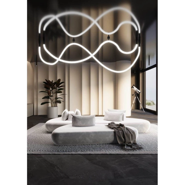 Lampa zwisowa Hebi 3020 Shilo lina LED 28W 3000K ozdobna biała czarna