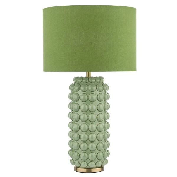 Tkaninowa lampa stołowa Etzel ETZ4224 ceramiczna zielona mosiądz