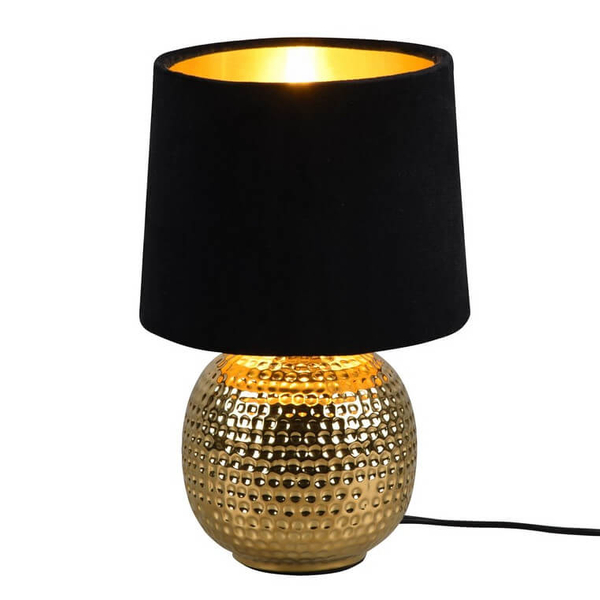 Ceramiczna lampka nocna EUDORA DL002-50821 z abażurem czarna złota