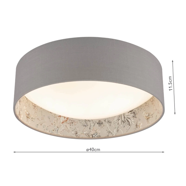 Sufitowa lampa Birch BIR5029-EH Dar Lighting nadruk roślinny tkaninowa wielokolorowa
