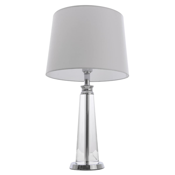 Klasyczna lampa stołowa Charlotte T01332CH-WH Cosmolight metal tkanina srebrna biała