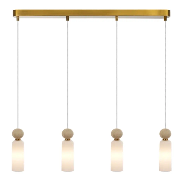 Podłużna wisząca lampa Santos PND-95331-4-BRSS do salonu mosiądz