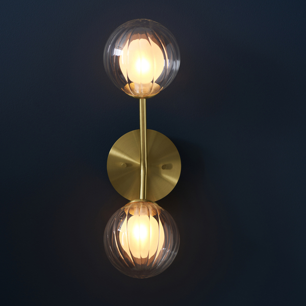 Lampa ścienna hampton L&-196691 Light& szklane kule plisowane mosiądz