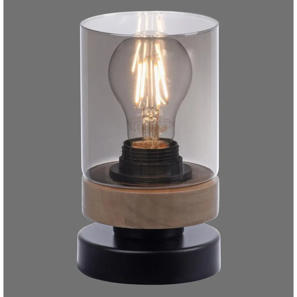 Lampa stołowa nowoczesna PASQUAL szklana czarna z wtyczką na stolik E27 11310-18