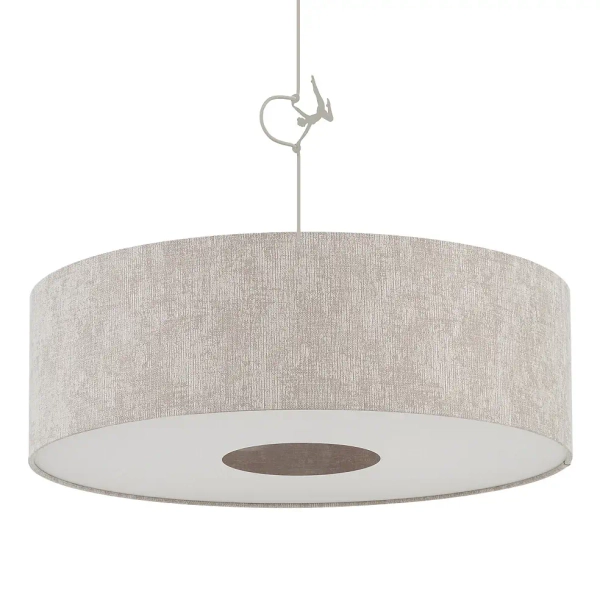 Abażurowa wisząca lampa CEDRO 11666 tkaninowa beżowa