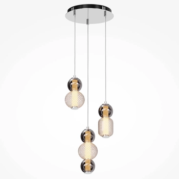 Potrójna lampa zwieszana Drop MOD273PL-L33CH3K LED 33W 3000K chrom dymiony