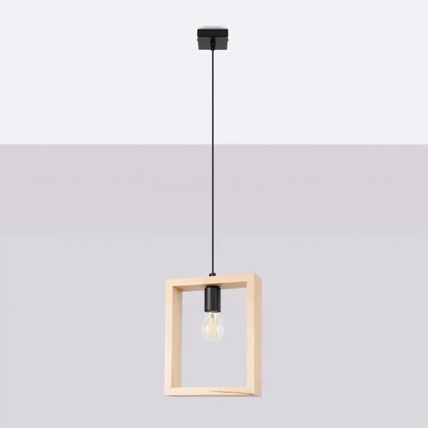 Lampa zwisająca Aries SL.1310 Sollux loftowa kwadrat drewniany
