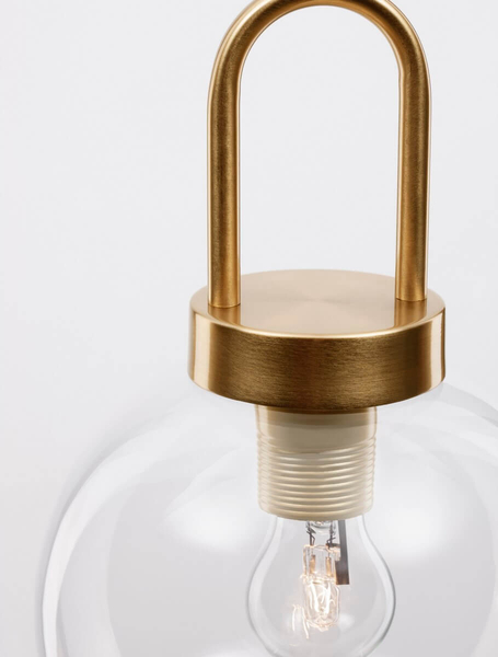 Industrialna lampa wisząca Banes do holu złota przezroczysta