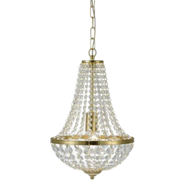 Złota lampa Granso 106118 do sypialni na łańcuchu crystal glamour