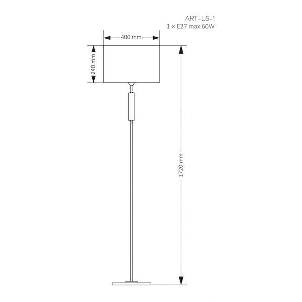 Lampa stojąca z abażurem Artu ART-LS-1 (N) szklana tkaninowa mosiądz