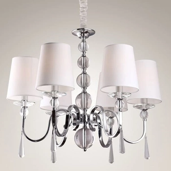 Wisząca lampa glamour do salonu CHARLOTTE P0109 metal tkanina chrom