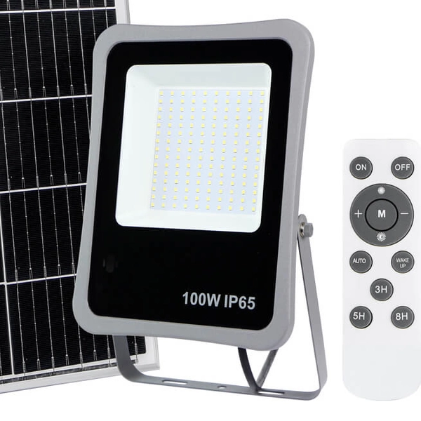 Solarna lampa ogrodowa Bares SLR-73142-100W Italux LED 100W 4000K IP65 szary