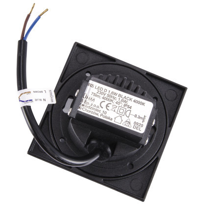 Zewnętrzna LAMPA schodowa KURS LED 03909 Ideus wpuszczana OPRAWA kwadratowa LED 1,6W 4000K outdoor IP54 czarna