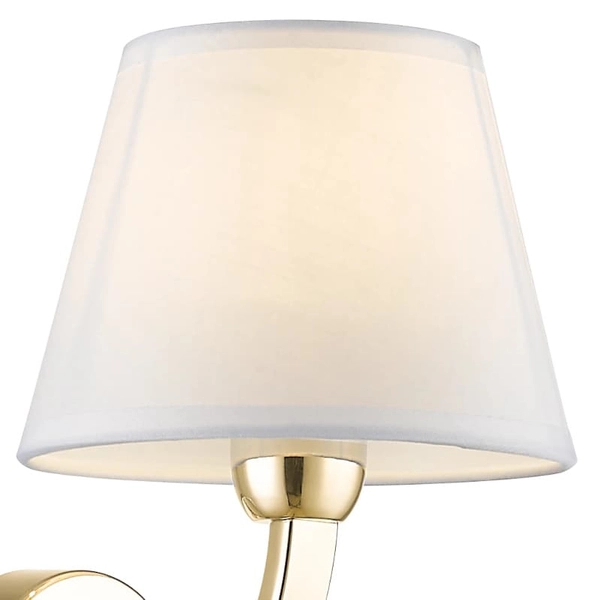 Klasyczny kinkiet Atlanta w01964au Cosmolight metal tkanina złoty biały