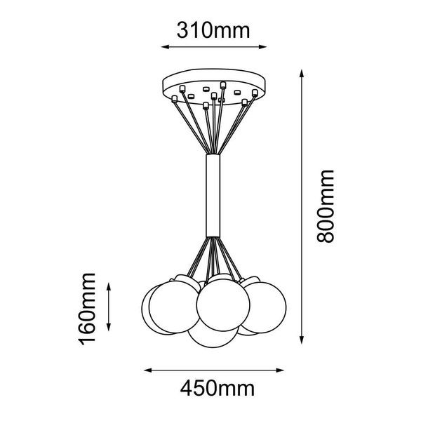 Kulista lampa wisząca iO 5071 do salonu szklana czarny biały