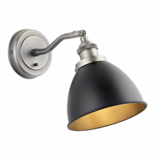 Metalowa lampa ścienna Franklin 98751 Endon do gabinetu cyna czarna