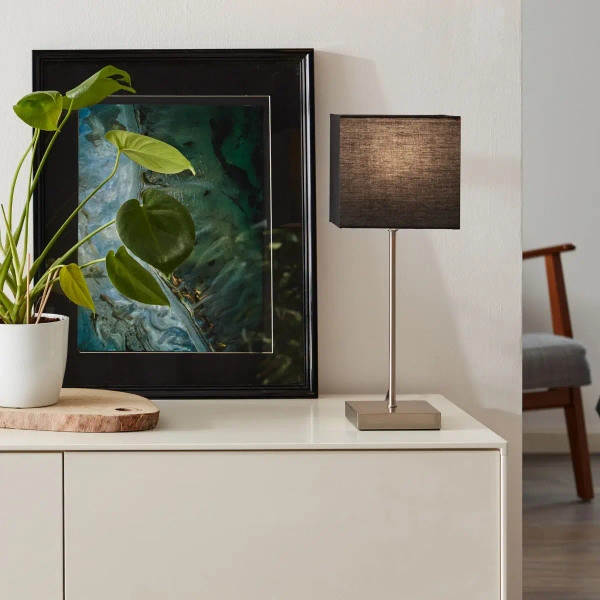 Stołowa lampa z abazurem Aglae 94873/63 antracyt srebrny