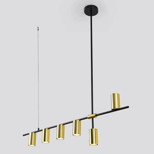 Lampa wisząca ARIZONA LP-074/6PL BK/GD Light Prestige loftowa oprawa metalowy zwis tuby czarne złote