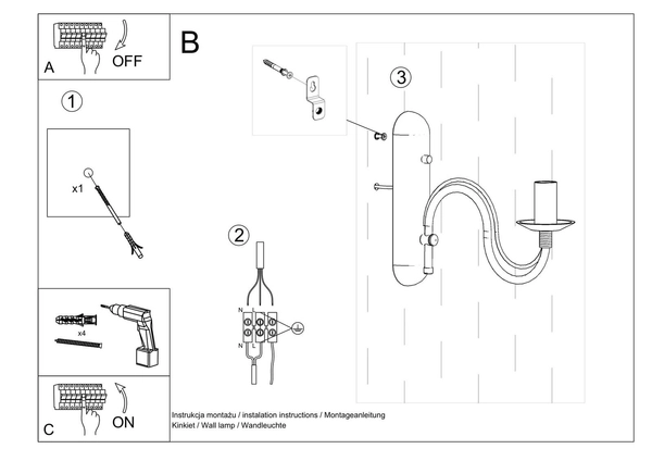 Kinkiet LAMPA ścienna SL.0220 klasyczna OPRAWA świecznikowa maria teresa czarna