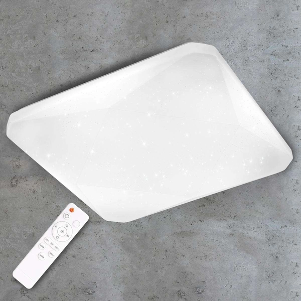 Plafon LAMPA natynkowa KASTOR 312747 Polux kwadratowa OPRAWA sufitowa LED 36W 2700 - 6500K efekt gwiazd z pilotem biała