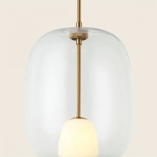 Owalna lampa wisząca 22057 szklana kula przezroczysty złoty