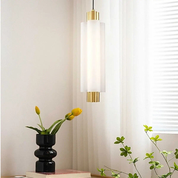 Szklana lampa wisząca tuba OSMO ST-15038P-1 LED 9W 3000K nad stół mosiądz