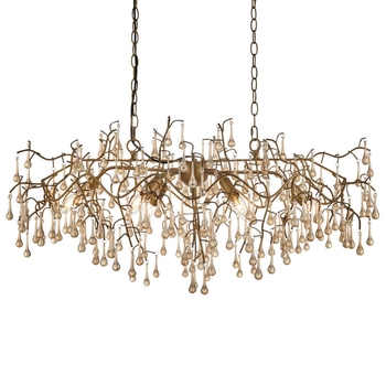 Wiszący żyrandol krople L&-1104242 glamour złoty przezroczysty