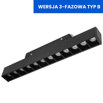 Diodowa lampa do szyn magnetycznych 3-fazowych 810 Domeno LED 12W 4000K czarna