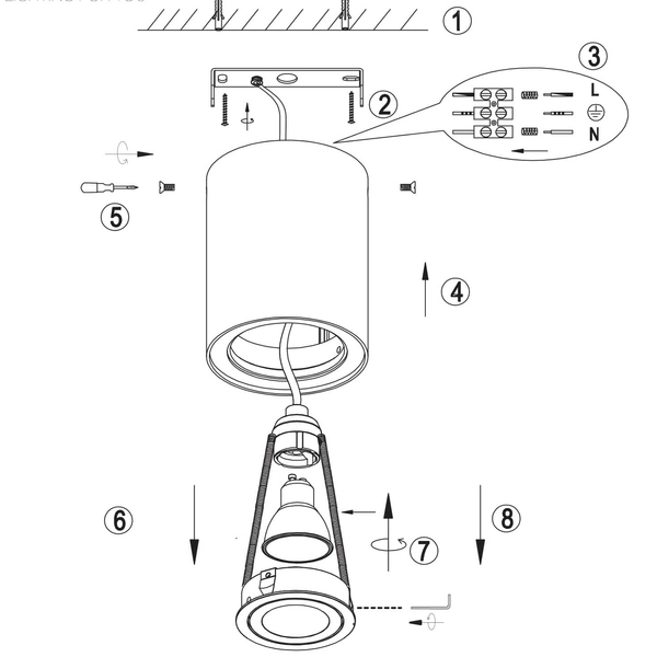 Downlight lampa sufitowa Cookie 612900132 metalowa do holu czarna