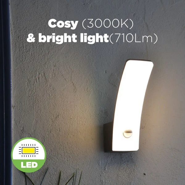Elewacyjna lampa z czujnikiem KILO 5203902335 LED 11,5W 3000K IP44 szara