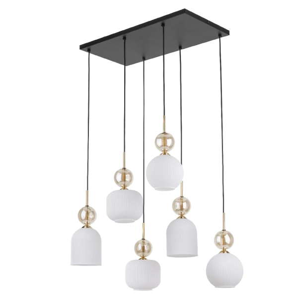Nowoczesna wisząca lampa Sophia Cognac do salonu biały czarny
