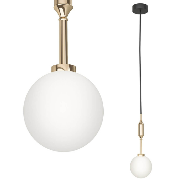 Szklana kula glamour Ero I wisząca lampa biała złota do biura