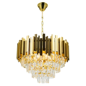 Glamour lampa wisząca Valetta 6268/5 TR z kryształami okrągła złoto