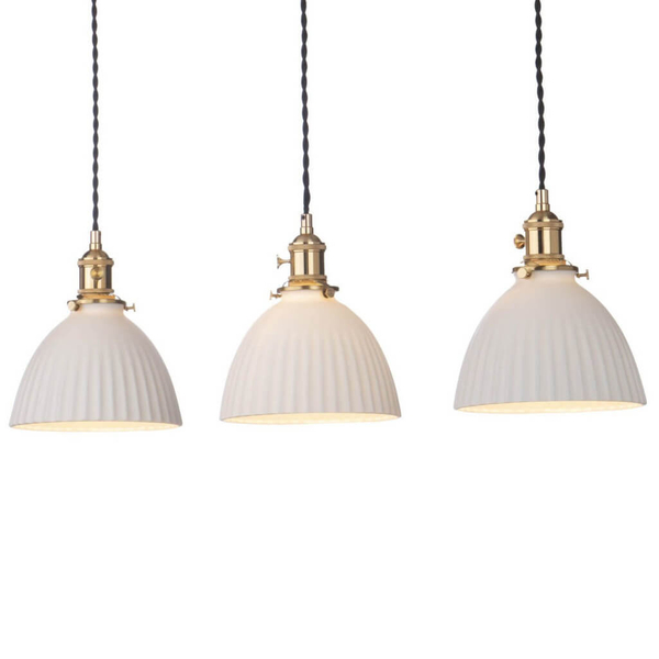 Potrójna lampa wisząca Hadano HAD3640-09 ceramiczna mosiądz biały
