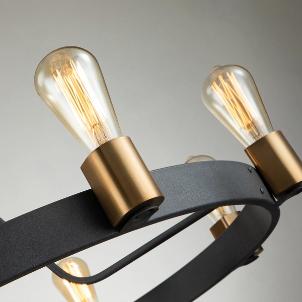 Wisząca lampa nad stół QN-SILAS-8P-DZ okrąg czarna mosiądz